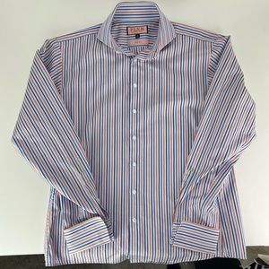 Thomas Pink Striped French Cuff Dress Shirt​​​​​​​​​​​​​​​​​